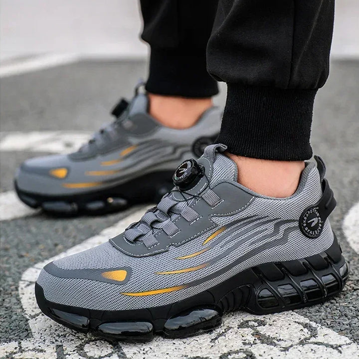 Unzerstörbare sicherheitsschuhe mit drehknopf, Stahlkappen sicherheitsschuhe mit luftblasen