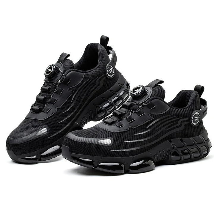 Unzerstörbare sicherheitsschuhe mit drehknopf, Stahlkappen sicherheitsschuhe mit luftblasen