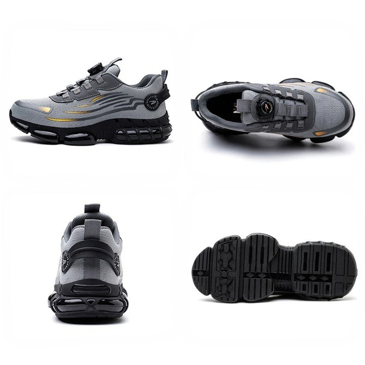 Unzerstörbare sicherheitsschuhe mit drehknopf, Stahlkappen sicherheitsschuhe mit luftblasen